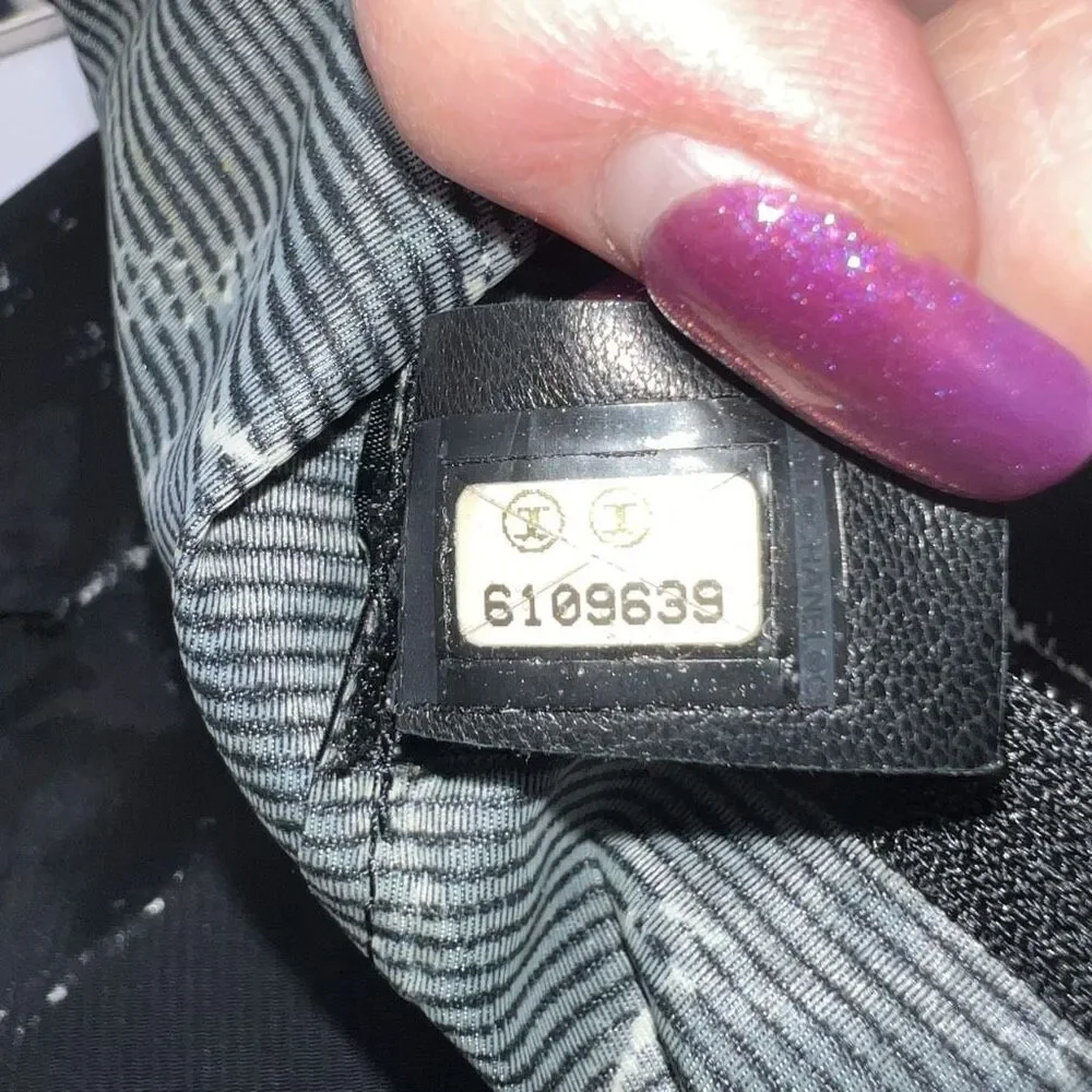 Chanel Black and White Nylon Old Style Travel Line Pouch